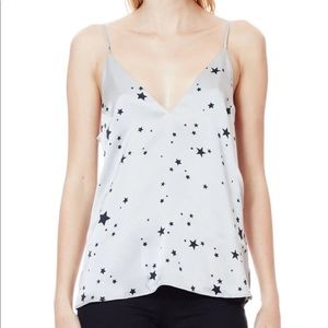 CAMI NYC SILVER STAR PRINT SILK DE CHINE OLIVIA CAMISOLE M NWT